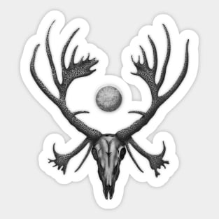 Black and White Reindeer Skull Sticker